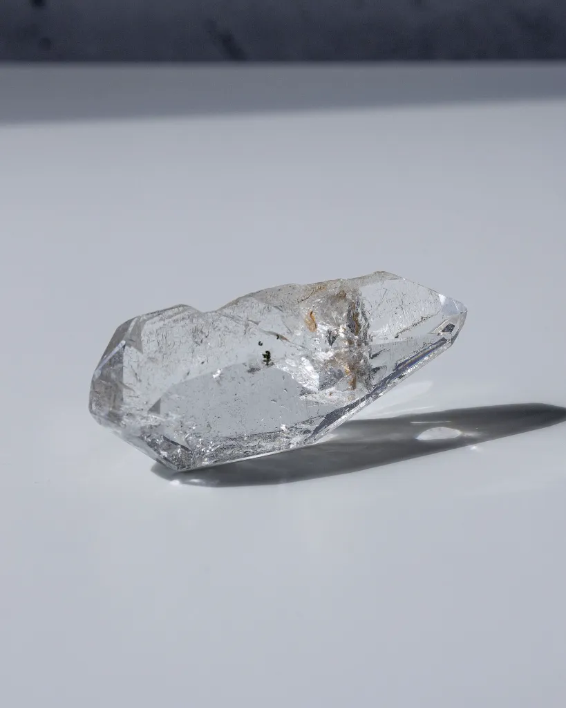 High Quality Clear Quartz With Rainbow Inclusion And Raw Side 52g