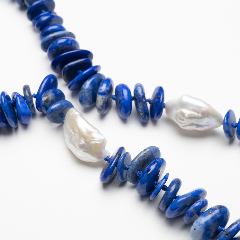 Light Blue Aquamarine with Pearl Necklace Adjustable 41-46cm/16-18'