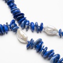 Light Blue Aquamarine with Pearl Necklace Adjustable 41-46cm/16-18'