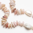 Pink Opal with Pearl Necklace Adjustable 41-46cm/16-18'
