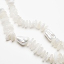 White Moonstone with Pearl Necklace Adjustable 41-46cm/16-18'