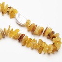 Amber with Pearl Necklace Adjustable 41-46cm/16-18'