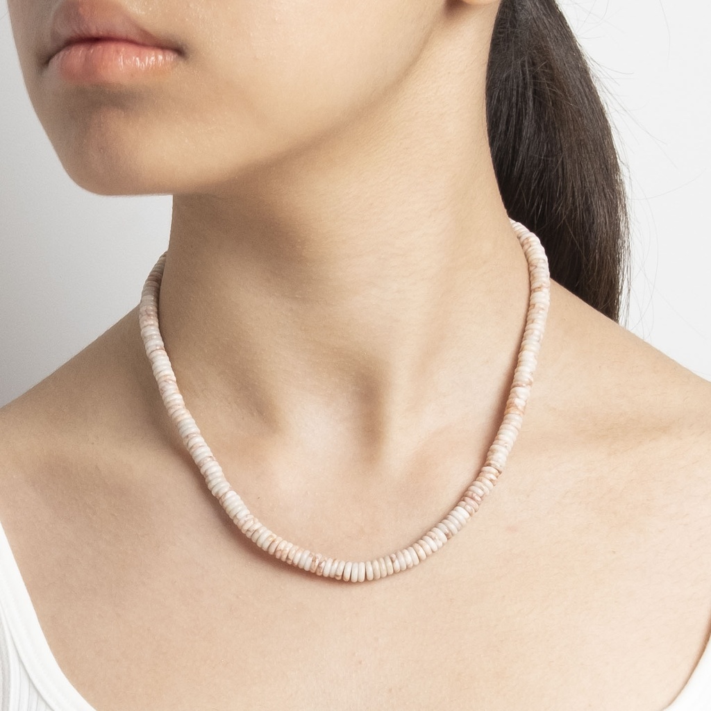 [NATN1027S-5] Pink Mesh Jasper Gemstone Necklace 