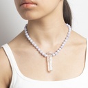 Crystal Pendant with Blue Lace Agate Gemstone Necklace