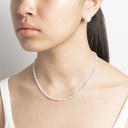 Blue Lace Agate Gemstone Necklace with White Pearls