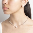 Labradorite Gemstone Necklace with White Keshi Pearl