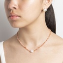 Sunstone Gemstone Necklace with White Keshi Pearl