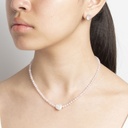 Rose Quartz Gemstone Necklace with White Keshi Pearl 