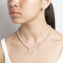 Trio Crystal Pendants Necklace with Pink Pearls