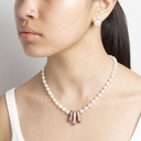 Trio Crystal Pendants Necklace with White Pearls