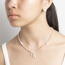 Cream Semi-round Pearl Necklace with White Stick Pearls