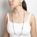 Dalmatian Jasper Gemstone Necklace with White Pearls