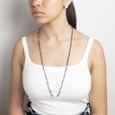 Iolite Gemstone Necklace with Long Freeform White Pearl