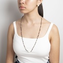 Mixed Tourmaline Gemstone Necklace with Long Freeform White Pearl