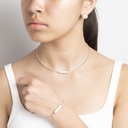 Sterling Silver Discs Necklace with White Freeform Pearl