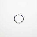 Lapis Gemstone Bracelet with Semi-round White Pearls and Shell