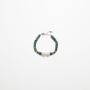 Malachite Gemstone Bracelet with Semi-round White Pearls and Shell