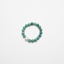 Green Fire Agate Gemstone Bracelet with Semi-round White Pearl