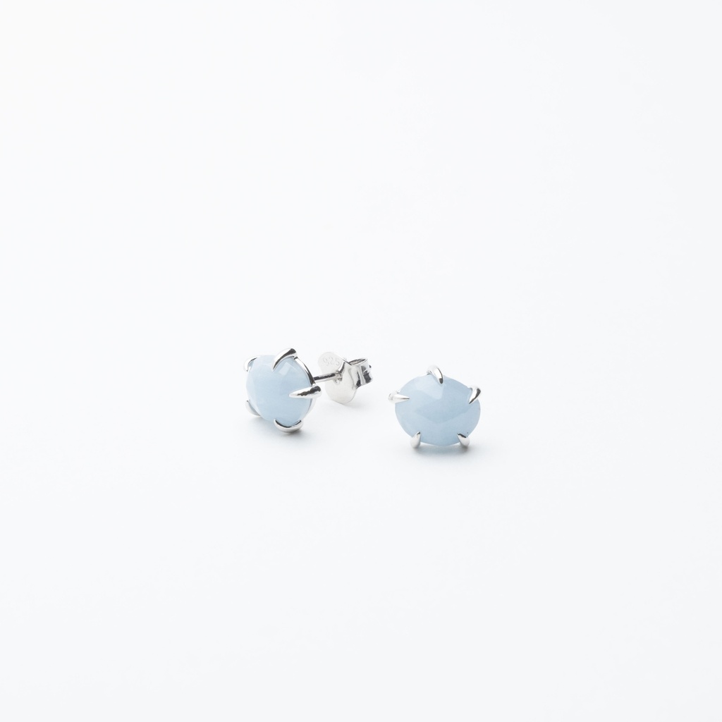 [NATE1031S-1] Aquamarine Sterling Silver Stud Earrings