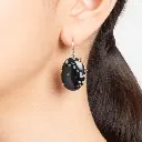 Snowflake Obsidian Oval Earrings