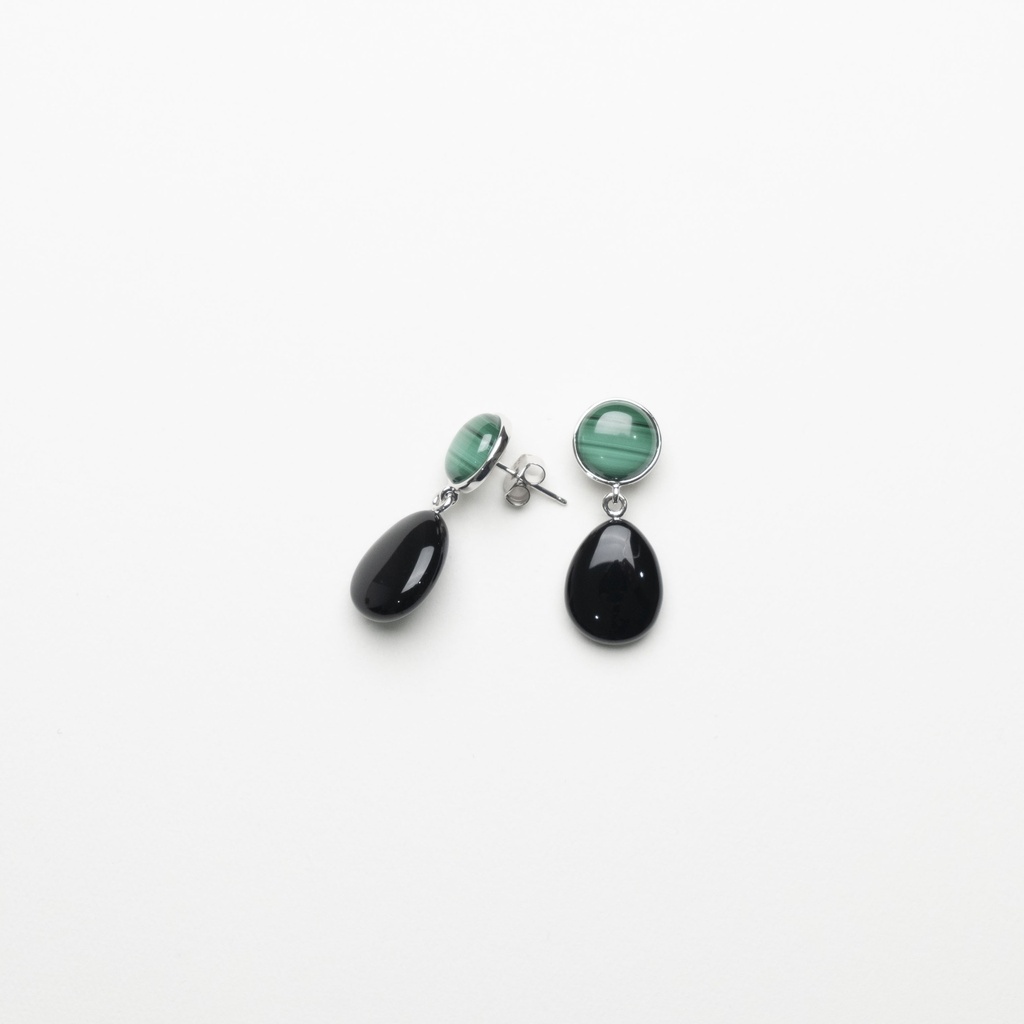 [NATE1040S-1] Black Agate Drop Earrings