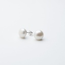 White Pearl Button Earrings