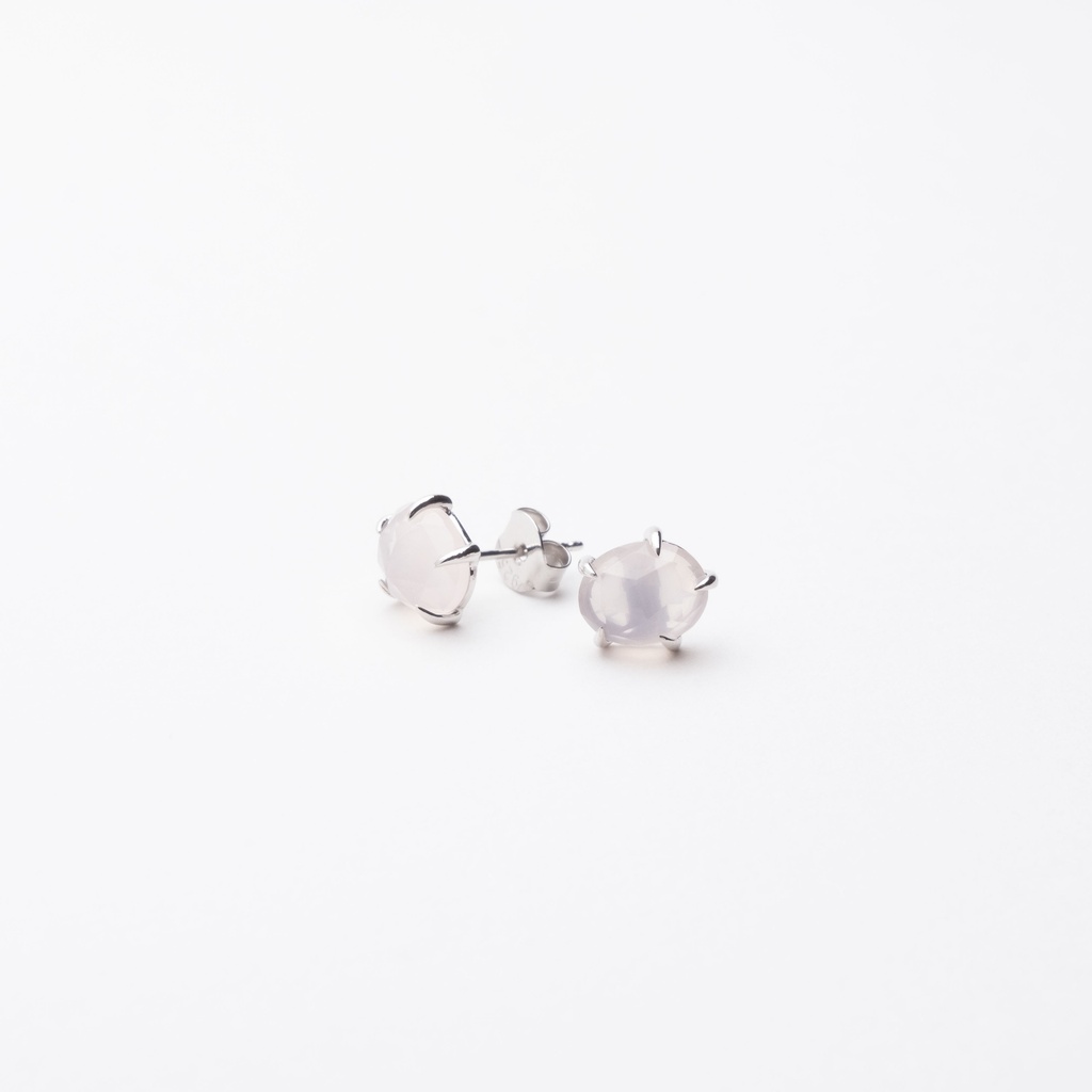 [NATE1031S-4] Rose Quartz Sterling Silver Stud Earrings