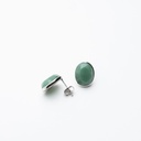 Green Aventurine Oval Stud Earrings