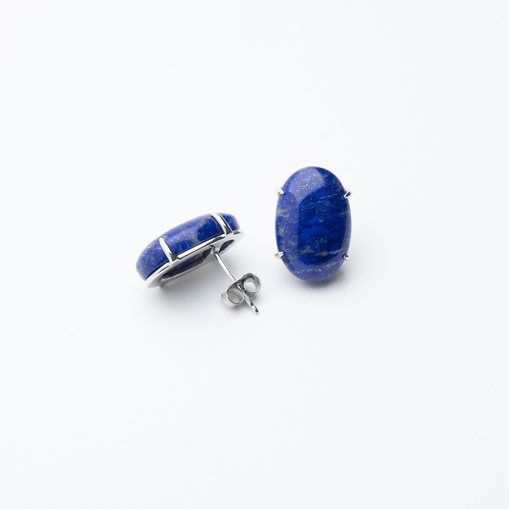 [NATE1033S-2] Lapis Lazuli Cabochon Earrings