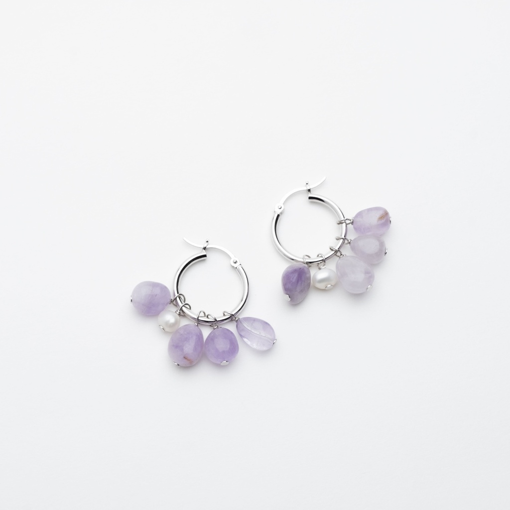 [NATE1037S-2] Lavender Amethyst Pebbles Drop Earrings
