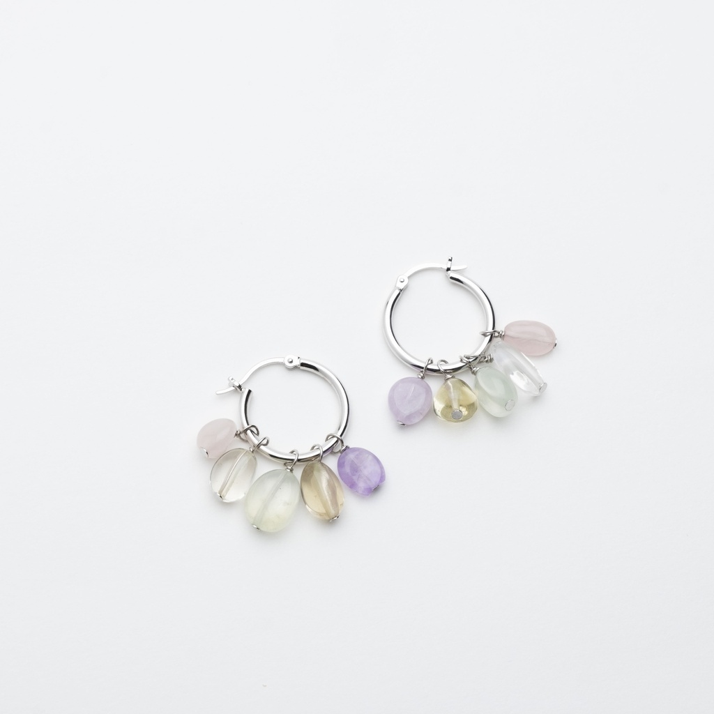 Mix Gemstones Pebbles Drop Earrings