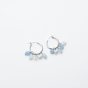 Blue Aquamarine and white Pearl Drop Earrings