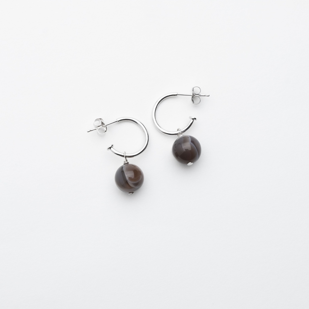 [NATE1039S-2] Botswana Agate Round Drop Earrings