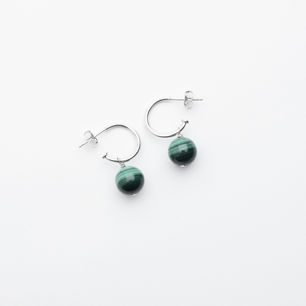 [NATE1039S-3] Malachite Round Drop Earrings