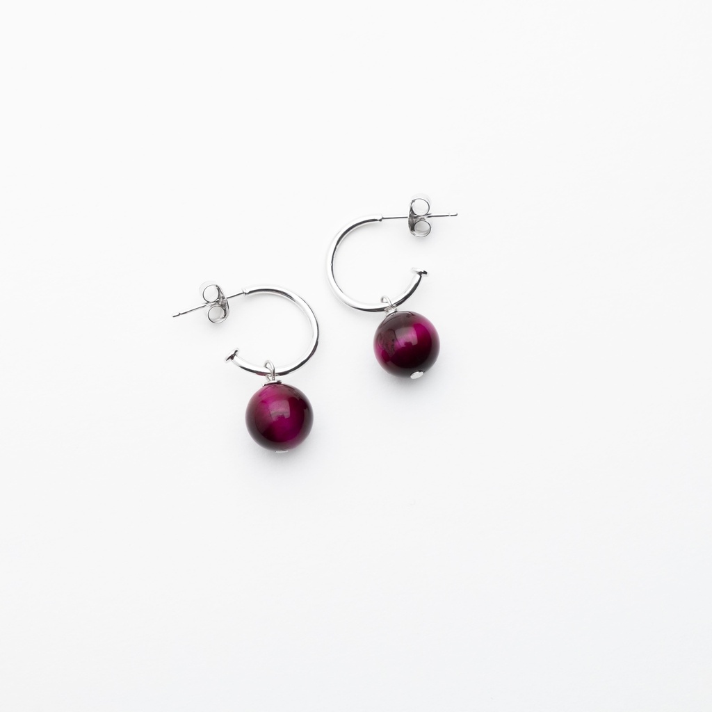 [NATE1039S-4] Fuchsia Tiger Eyes Drop Earrings