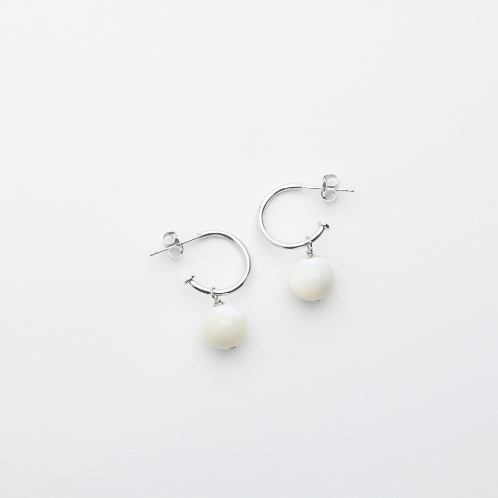 [NATE1039S-5] White Mother of Pearl Drop Earrings