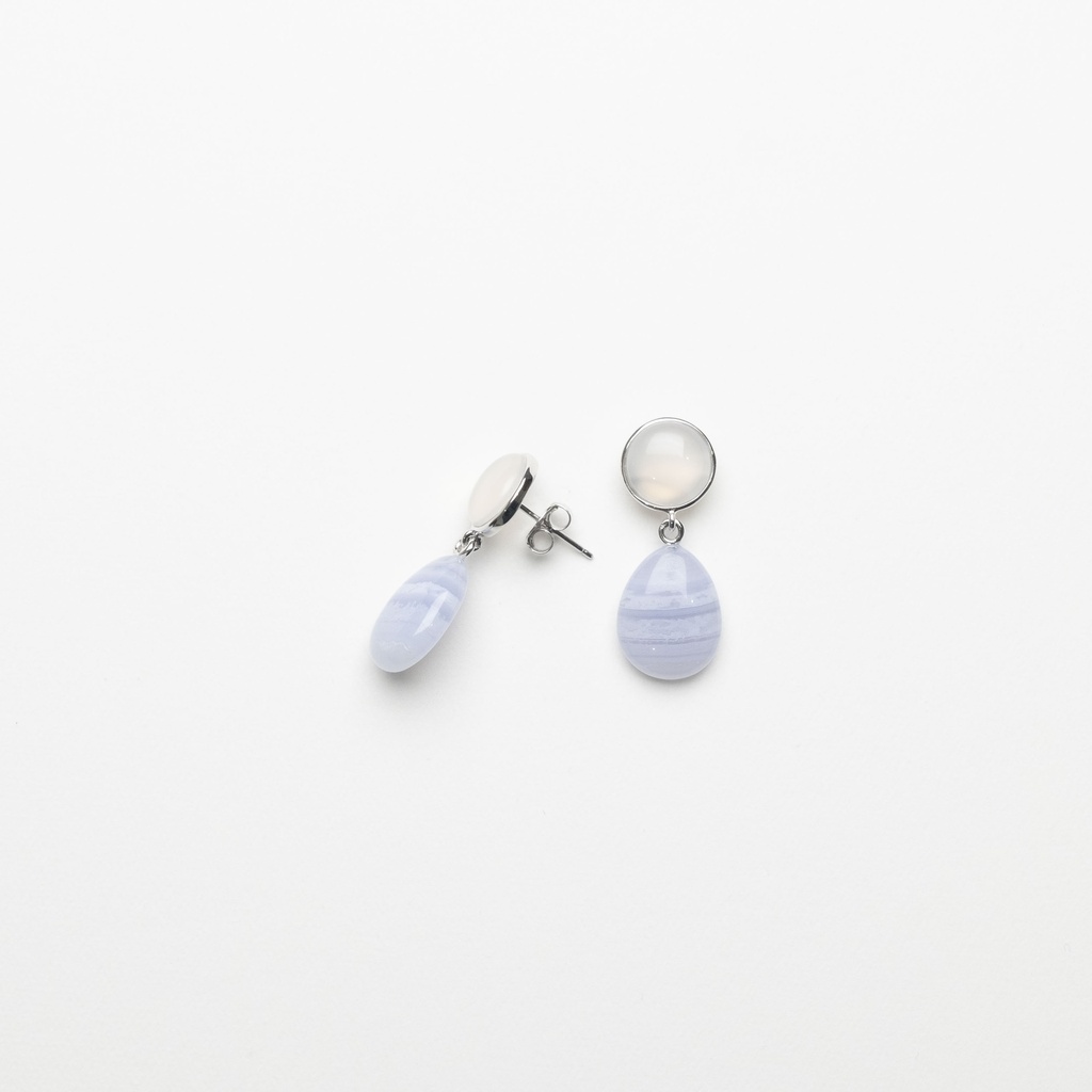 [NATE1040S-2] Blue Lace Agate Drop Earrings
