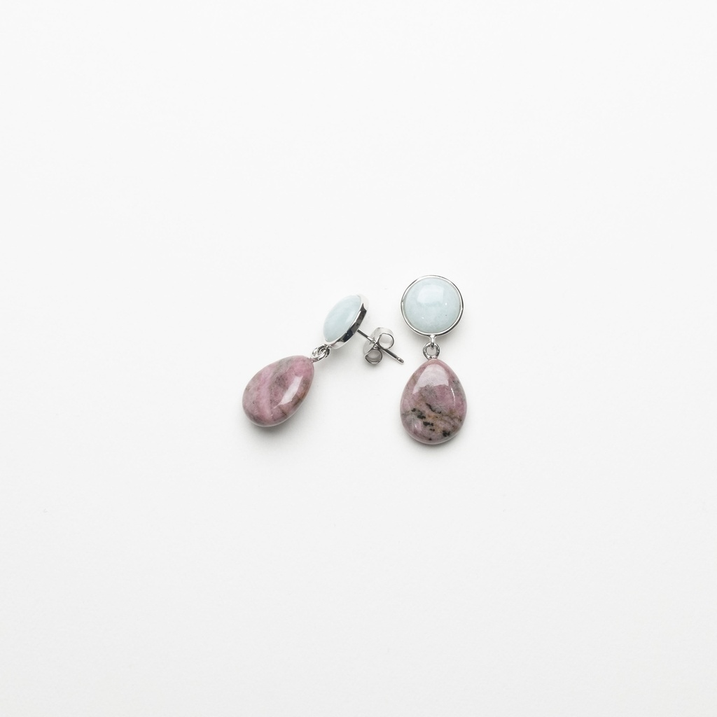 [NATE1040S-4] Pink Rhodonite Drop Earrings