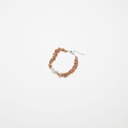 Peach Moonstone Gemstone Bracelet with White Keshi Pearl