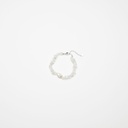 White Moonstone Gemstone Bracelet with White Keshi Pearl