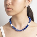 Lapis Lazuli Gemstone Necklace with White Keshi Pearl 