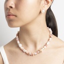 Pink Opal Gemstone Necklace with White Keshi Pearl