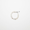 White Moonstone Gemstone Bracelet with White Keshi Pearl