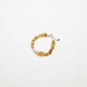 Amber Gemstone Bracelet with White Keshi Pearl