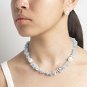 Aquamarine Gemstone Necklace with White Semi-round Pearl