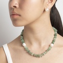 Aventurine Gemstone Necklace with White Semi-round Pearl